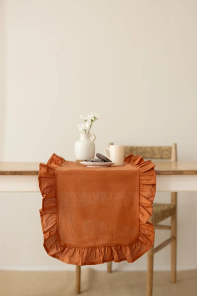 Rufle | Fırfırlı Keten Runner