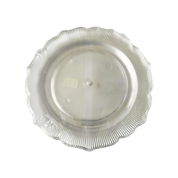Omeyva Davet Parti Sunum Doğum Günü Şeffaf Sert Plastik Mika Tabak - 22 Cm. - 6 Adetlik Paket