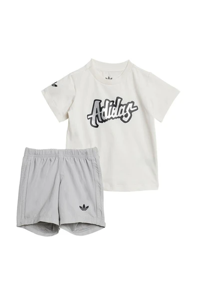 adidas Çocuk  Beyaz  Eşofman SHORT TEE SET JD1042