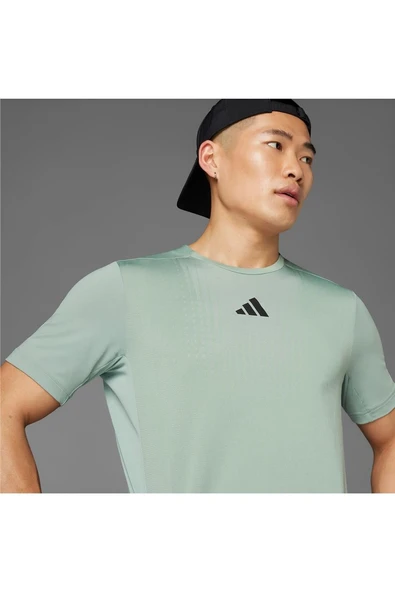 adidas Erkek  Yeşil  T-shirt AIRCHILL TEE JI8197 - Resim 8