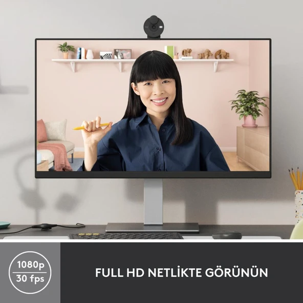 Logitech BRIO 300 Full HD 1080p Gizlilik Kapaklı Mikrofonlu Web Kamerası - Siyah - 2
