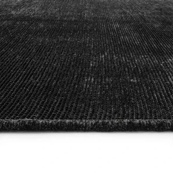 TROY Yıkanabilir Kaydırmaz, Pamuk Dokuma, Premium Kalite Salon&mutfak&yemek Odası Kilimi Siyah - Resim 4