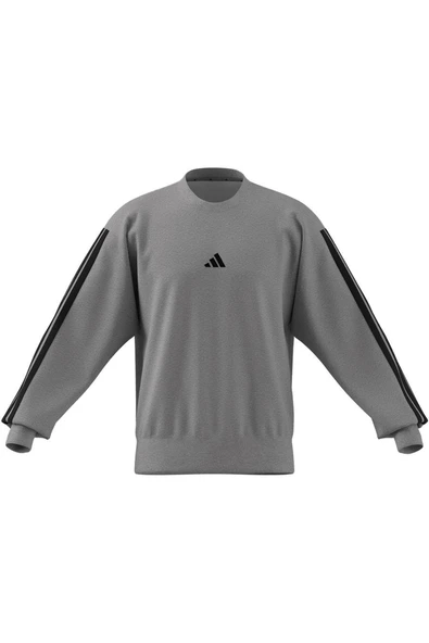 adidas Erkek  Gri  Sweatshirt M 3S FT SWT JE6374 - 8