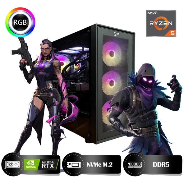 HYPER ROCKET Peak HRA323050 Ryzen 7 8700F 32GB Ram 1TB Nvme M.2 SSD RTX3050 8GB Masaüstü Oyuncu Bilgisayarı - 2