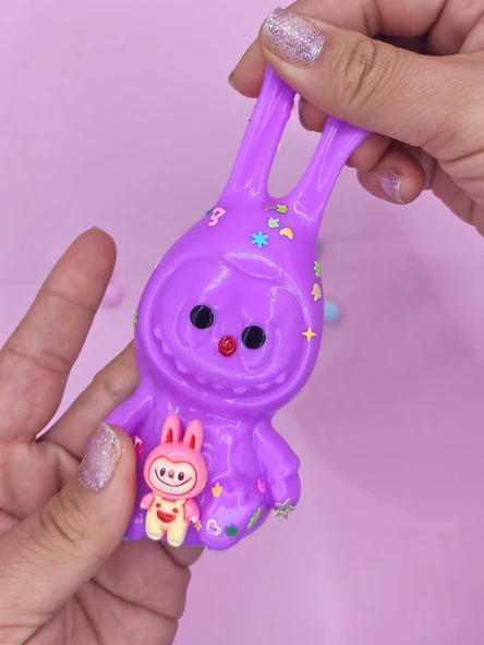 Sevimli Tavşan Squishy Pullu Yumuşacık (6x9 cm) Sukuşi - Mor - 5