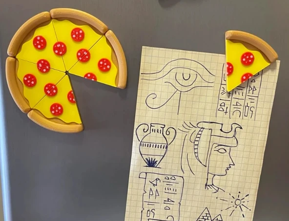 Pizza Dilimi Buzdolabı Magneti (6 Parça) – Not Tutucu - 2