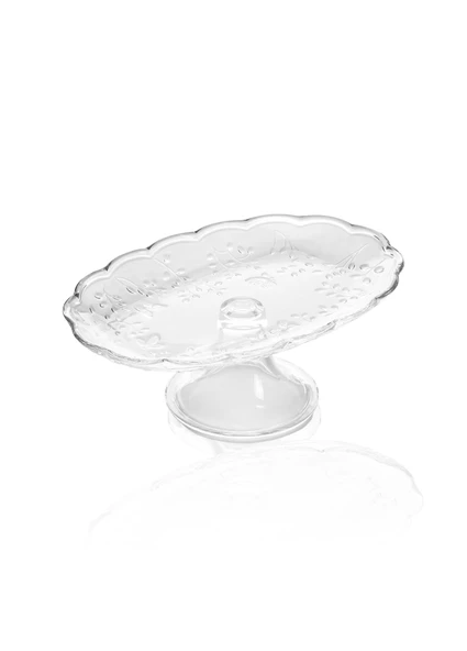 The Mia Ayaklı Cam Sunum Tabağı Oval 31x20x12 cm CAM0498 - 2