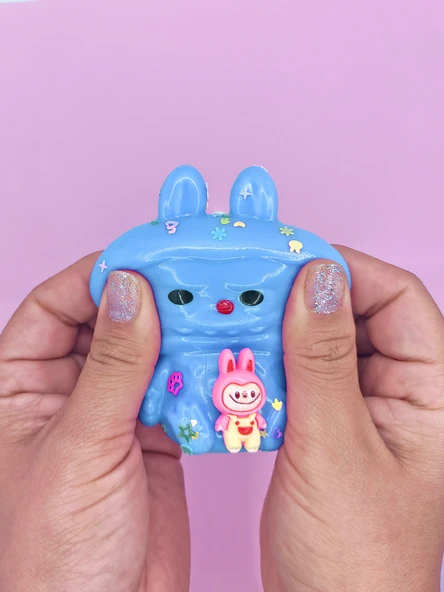 Sevimli Tavşan Squishy Pullu Yumuşacık (6x9 cm) Sukuşi - Mavi - 5