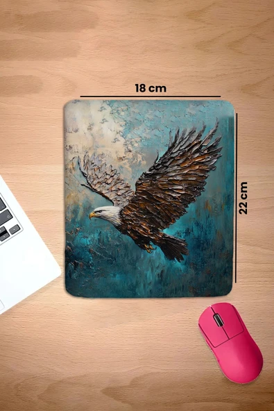 SonicTouch Bilek Destekli Göklerin Kralı Kartal Mavi Dikdörtgen Pürüzsüz Yüzey Dikişsiz Mouse Pad 18x22cm - 2
