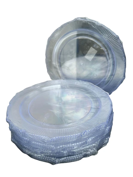 Omeyva Davet Parti Sunum Doğum Günü Şeffaf Sert Plastik Mika Tabak - 22 Cm. -6 Adetlik 5 Paket