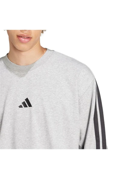 adidas Erkek  Gri  Sweatshirt M 3S FT SWT JE6374 - 7