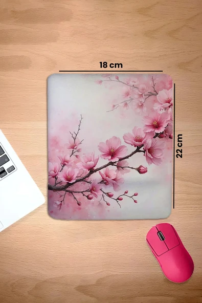 SonicTouch Bilek Destekli Japon Kiraz Çiçeği Dikdörtgen Pürüzsüz Yüzey Dikişsiz Mouse Pad 18x22cm - 2