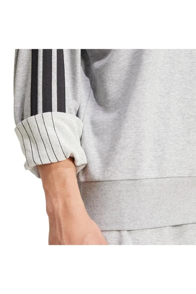 adidas Erkek  Gri  Sweatshirt M 3S FT SWT JE6374 - 6