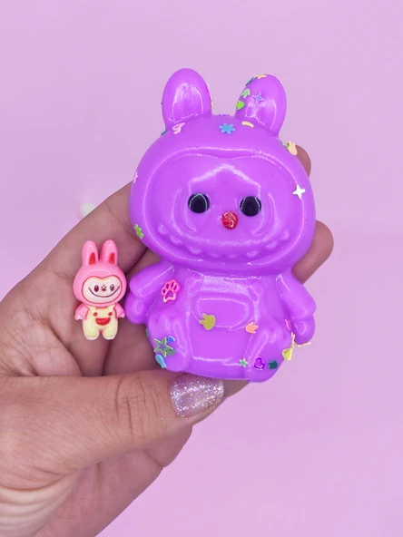 Sevimli Tavşan Squishy Pullu Yumuşacık (6x9 cm) Sukuşi - Mor - 2