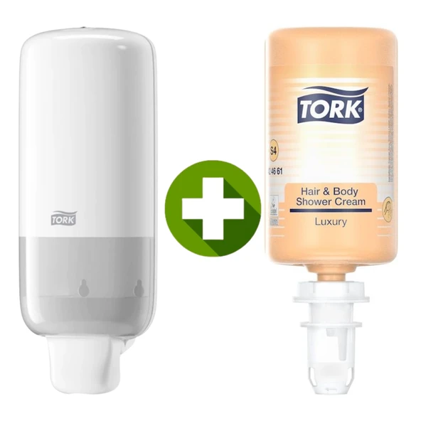 1 Ad. Tork Sabun Dispenseri Beyaz 561500 + 1 Litre Tork Luxury Sıvı Sabun  Hediyeli ürün görseli 1