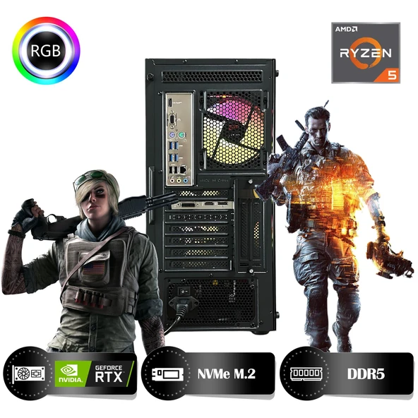HYPER ROCKET Peak HRA323050 Ryzen 7 8700F 32GB Ram 1TB Nvme M.2 SSD RTX3050 8GB Masaüstü Oyuncu Bilgisayarı - 4