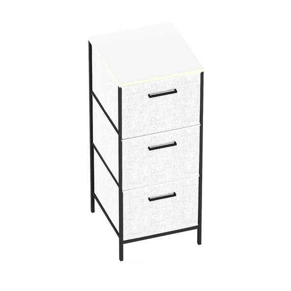 Çocuk Dolabı 3 Çekmeceli Büyük Boy Komodin Sehpa Gri 1621 - 6