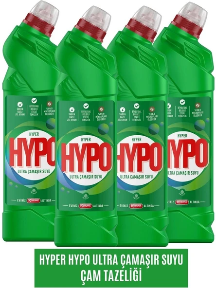 Hyper Hypo Çamaşır Suyu Ultra Çam Tazeliği  750 ml x 4 adet