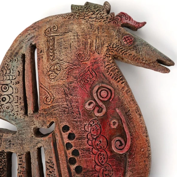 Mistik Çağ Atı Seramik Duvar Heykeli - Resim 2