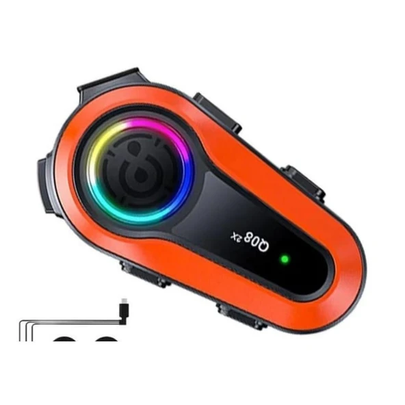 Q08 Intercom Motosiklet Bluetooth Kulaklık 2 Sürücü Görüşme, Uzun Menzil, - 2