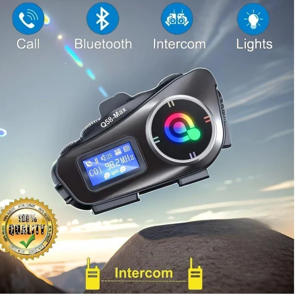 Q58-MAX Intercom Sistem 2-Way İletişim, Motosiklet Bluetooth Kulaklık Uzun Menzil