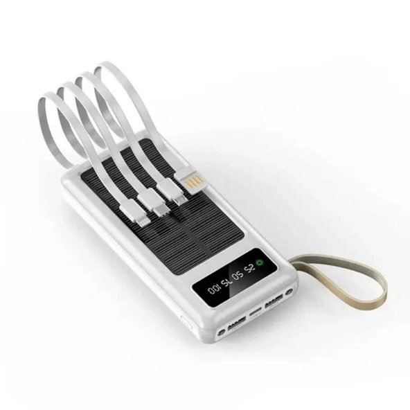 10000mAh Solar Powerbank 20W Hızlı Şarjlı, Tüm Telefonlarla Uyumlu Kablolu Solar Powerbank - 2