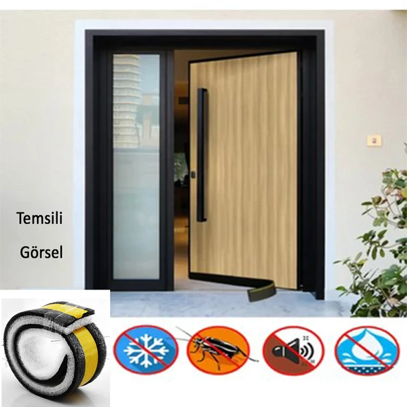Yapışkanlı Kapı Altı Eşik Süngeri İnce Köpük Soğuk İzolasyon Bandı Fitili Toz Böcek Engelleme 90 cm 5 Adet - 2