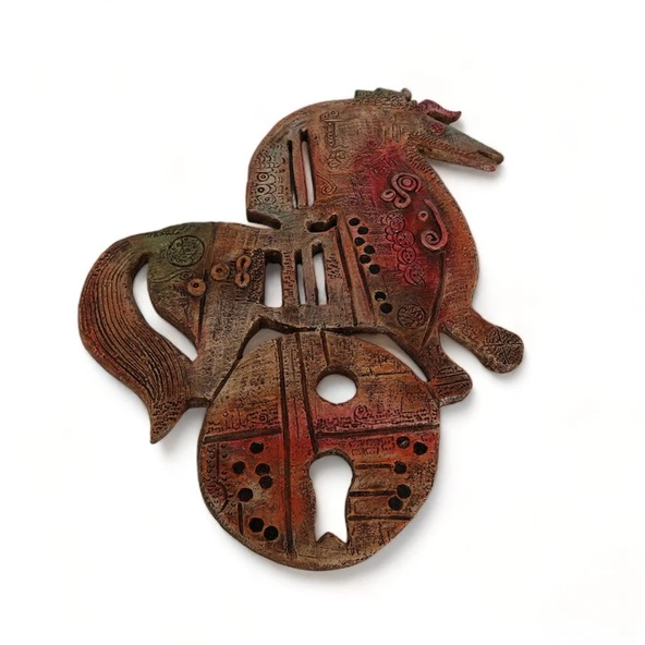 Mistik Çağ Atı Seramik Duvar Heykeli - Resim 3