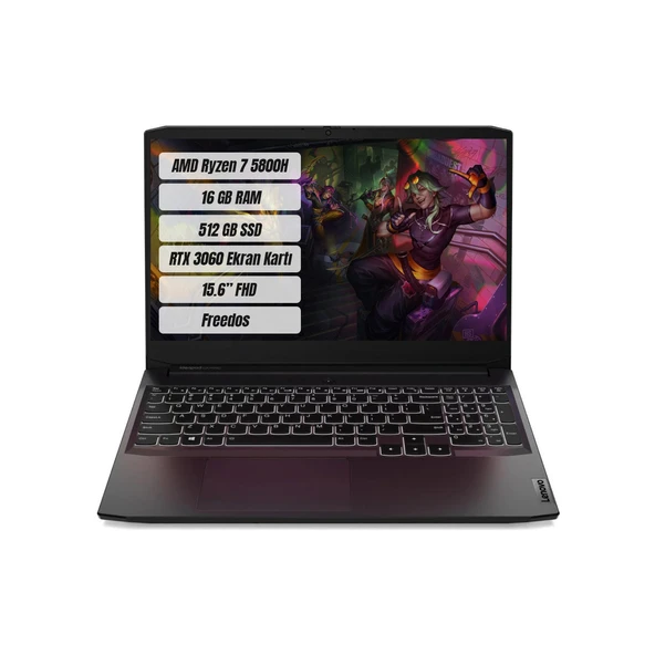 Lenovo Ideapad Gaming 3 82K20256TX AMD Ryzen 7 5800H 16GB Ram 512GB SSD Nvidia GeForce RTX 3060 (6GB) 15.6" FreeDos - Outlet