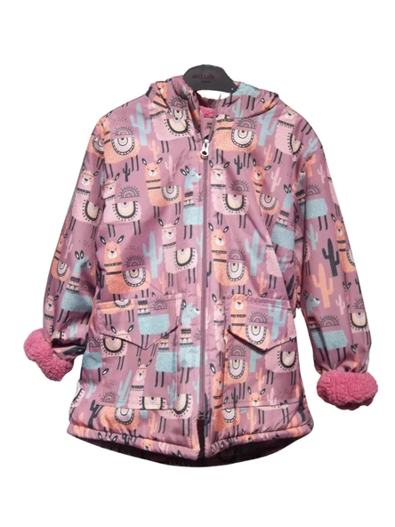 LAMA DESENLİ BEL LASTİKLİ KIZ MONT - 3