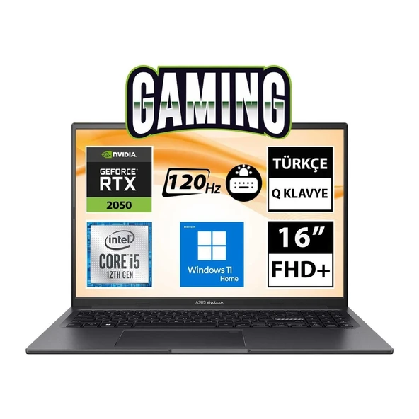 Asus Vivobook K3605ZF-N1017W Intel Core i5 12450H 8GB Ram 512GB SSD Nvidia GeForce RTX 2050 (4GB) 16" Windows 11 Home - Outlet