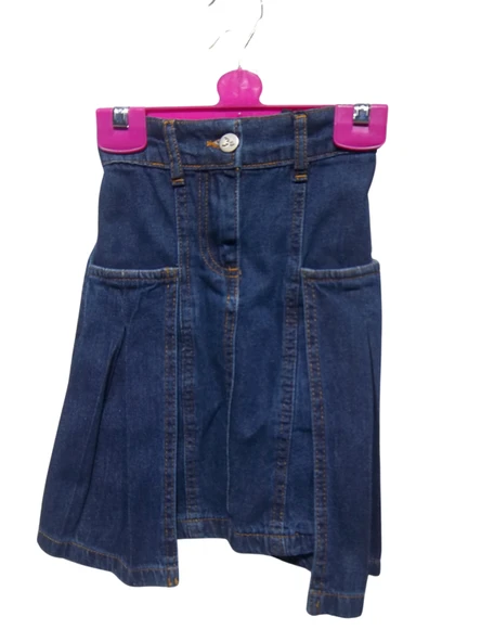 CEPLİ PİLELİ JEANS ETEK