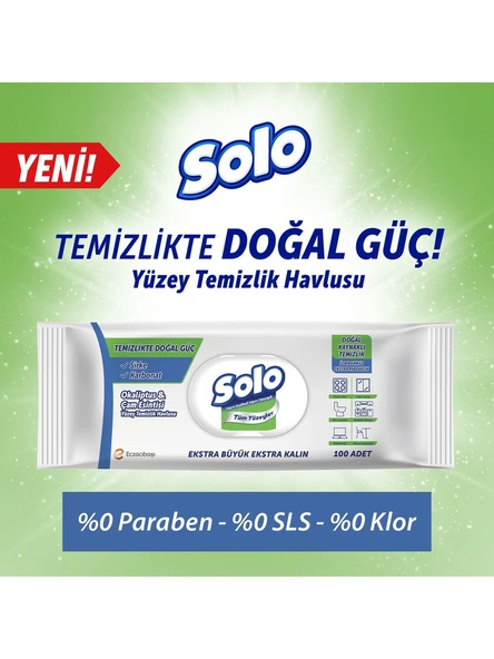 Solo Yüzey Temizleme Havlusu  Doğal Güç Okaliptus & Çam Esintisi 100 Yaprak x 4 adet - 2