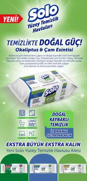 Solo Yüzey Temizleme Havlusu  Doğal Güç Okaliptus & Çam Esintisi 100 Yaprak x 4 adet - 6