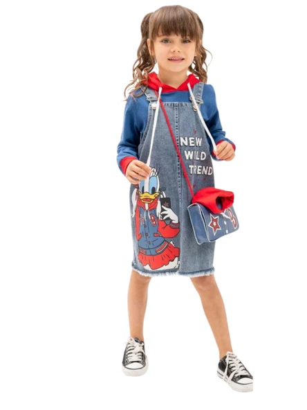 DAISY BASKILI ÇANTALI JİLELİ JEANS KIZ TAKIM
