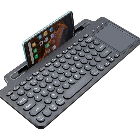 Standlı Bluetooth Klavye Kalemli, Tablet ve Telefon Uyumlu Kablosuz Touchpadli Klavye - 2