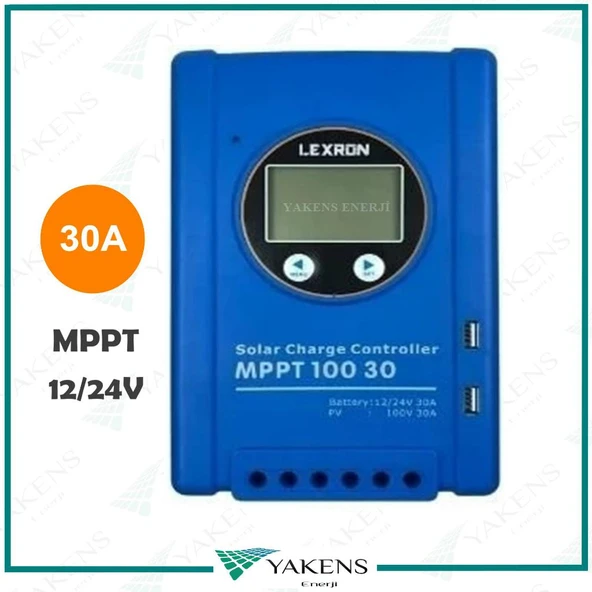 30 Amper Mppt 12/24V Solar Şarj Cihazı 30A 12/24 Volt Mppt Regülatör Mavi Kasa Lexron