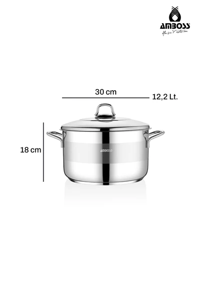 Saphire Paslanmaz Çelik 30 cm Çelik Kapaklı Derin Tencere - Resim 5