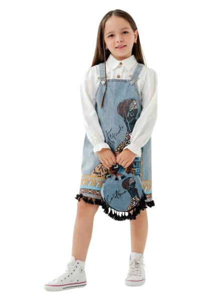 ÇANTALI JİLELİ ÖZGÜN JEANS KIZ TAKIM