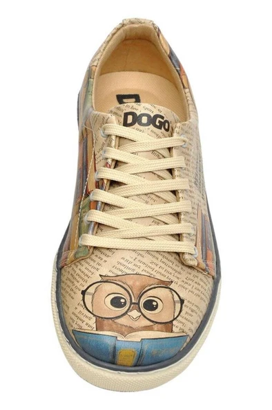 Kadın Vegan Deri Bej Sneakers - The Wise Owl Tasarım - 8