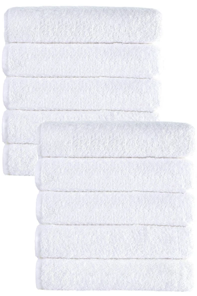 10 lu El Yüz Otel Havlusu 50x85 Cm Beyaz 16/1 Avs 200 Gr