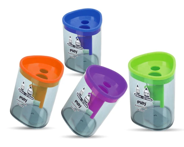 Puti Çift Bıçaklı Hazneli Plastik Kalemtıraş 1 Adet (KOD : 06376)