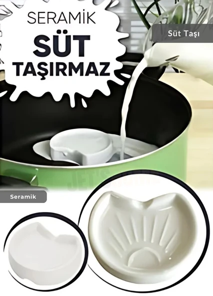 3’lü Set Süt Taşırmaz Taşma Önleyici Porselen 7 cm
