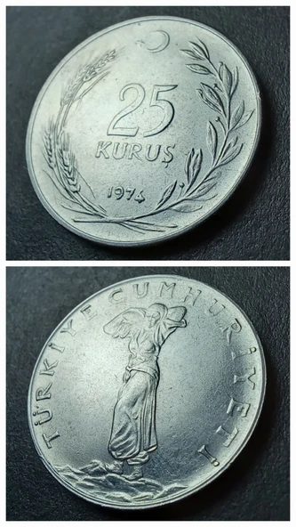Escoines Koleksiyon 399636801591ccb389 1974 Akmonital 25 Kuruş ÇT/ÇÇT+ Eski Madeni Para ürün görseli 1