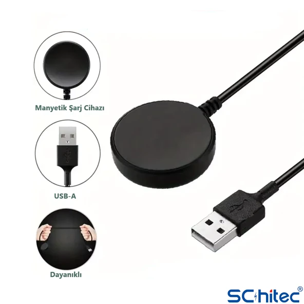 ScHitec Samsung Watch 4/Watch 5/ Watch 6 Uyumlu UsbA Çıkışlı Fast Wireless Charge Hızlı Kablosuz Akıllı Saat Şarj Cihazı - 2