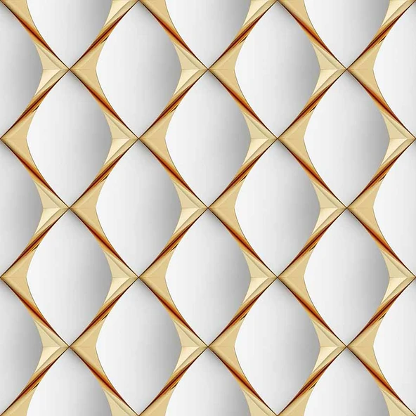 3D Beyaz Altın Panel Duvar Kağıdı Baskı - Resim 7