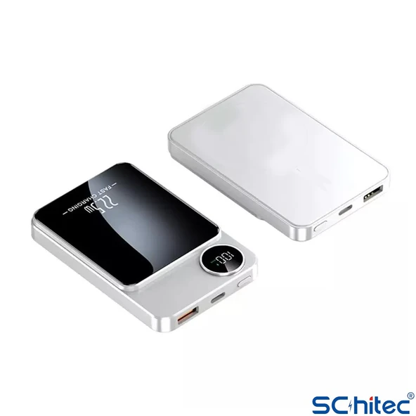 ScHitec 22.5W Magsafe Kablosuz ve Dijital Ekranlı 10000mAH Powerbank Beyaz - 4