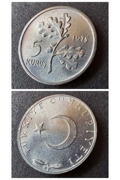 Escoines Koleksiyon 3996368014972802ff 1975 Alüminyum 5 kuruş ÇİL eski madeni para