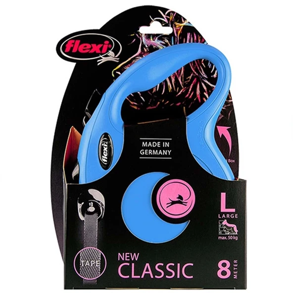 Flexi New Classic Large Şerit Otomatik Gezdirme Tasması (Mavi) (8 Metre)