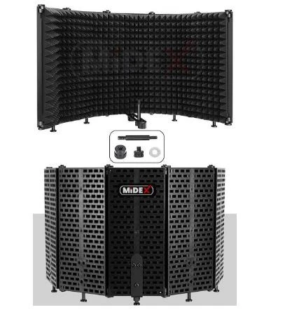 Midex PF-43 5 Bölümlü Ayaklı Mikrofon Ses Yalıtım İzolasyon Paneli  KUTU HASARLI SIFIR